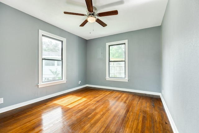 411 Southern Oaks Dr, Lake Jackson, TX 77566 - unfurnished room with hardwood / wood-style floors, baseboards, and ceiling fan