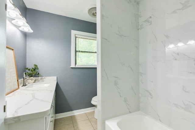 411 Southern Oaks Dr, Lake Jackson, TX 77566 - full bathroom featuring vanity, toilet, tile patterned floors, and  shower combination