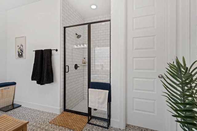 24407 Green Buffalograss Trl, Katy, TX 77493 - full bathroom with a shower stall and baseboards