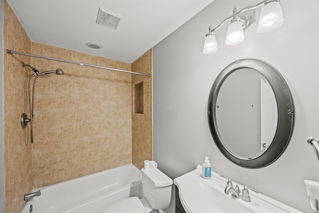 1043 Sierra Shadows Dr, Katy, TX 77450 - bathroom featuring toilet, shower / tub combination, and vanity