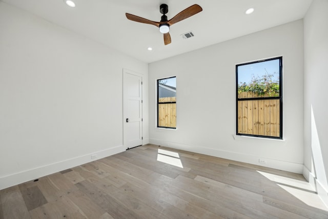 7310 Jalna St, Houston, TX 77055 - unfurnished room with recessed lighting, light wood-type flooring, baseboards, and a ceiling fan