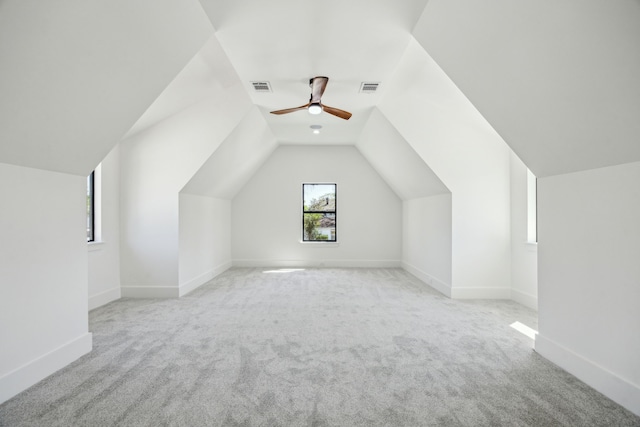 7310 Jalna St, Houston, TX 77055 - bonus room with carpet flooring, baseboards, vaulted ceiling, and a ceiling fan