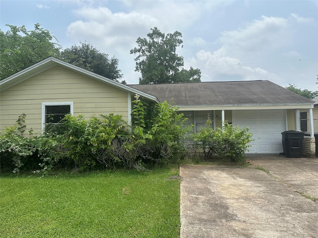 3118 Dacca Dr, Houston, TX 77051 - view of front of home featuring a front lawn, concrete driveway, an attached garage, and a shingled roof