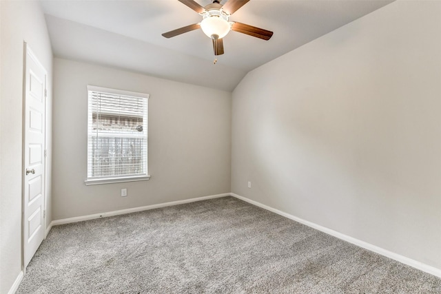 1210 Oak Barrel Run, Richmond, TX 77406 - carpeted empty room featuring ceiling fan, baseboards, and vaulted ceiling