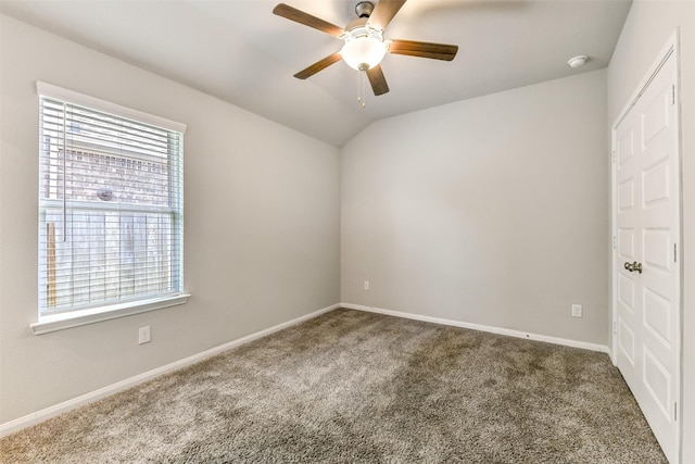 1210 Oak Barrel Run, Richmond, TX 77406 - spare room featuring healthy amount of natural light, carpet, ceiling fan, baseboards, and vaulted ceiling