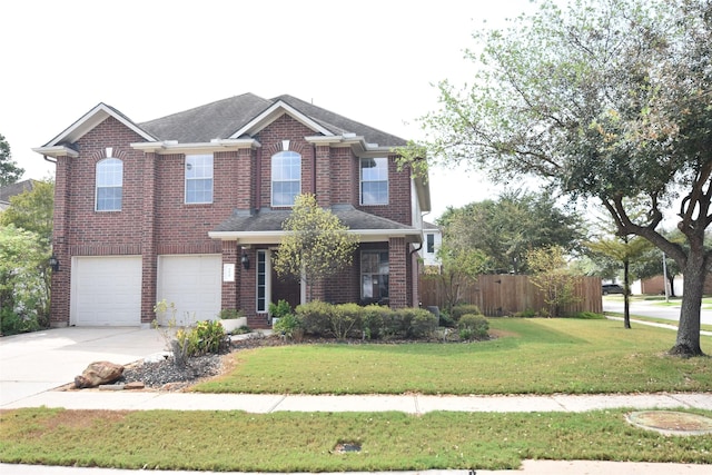9619 Babbling Spring Ct, Tomball, TX 77375 - traditional-style home featuring an attached garage, brick siding, concrete driveway, and roof with shingles