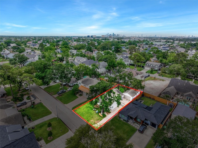 1635 Althea Dr, Houston, TX 77018 - aerial perspective of suburban area featuring property parcel outlined
