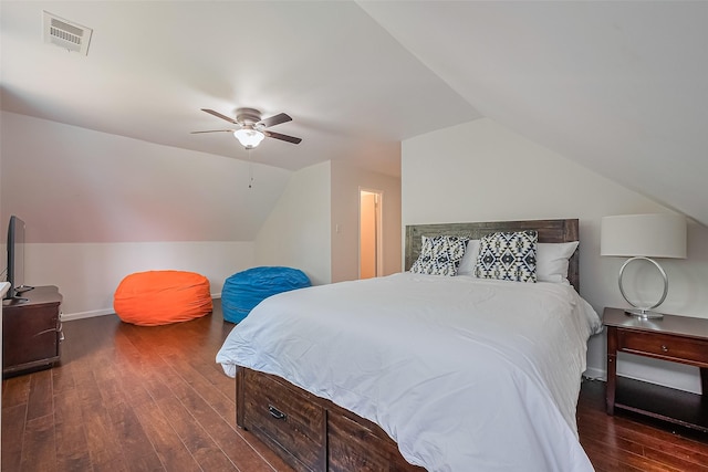 2906 Laurel Fork Dr, Houston, TX 77339 - bedroom featuring lofted ceiling, hardwood / wood-style flooring, a ceiling fan, and baseboards