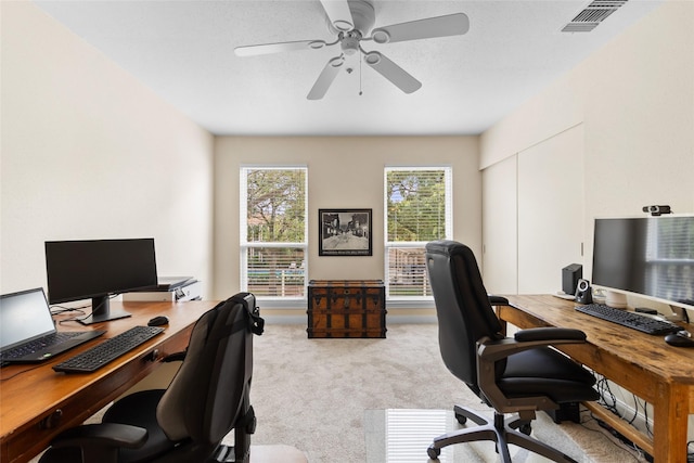 1146 Fountain View Dr Unit 204, Houston, TX 77057 - carpeted home office with a ceiling fan