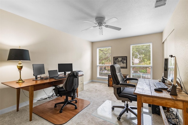 1146 Fountain View Dr Unit 204, Houston, TX 77057 - office area with ceiling fan, light colored carpet, and baseboards