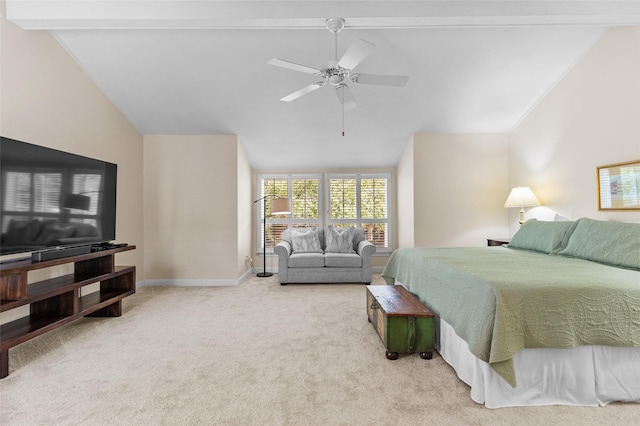 1146 Fountain View Dr Unit 204, Houston, TX 77057 - carpeted bedroom with vaulted ceiling, baseboards, and a ceiling fan
