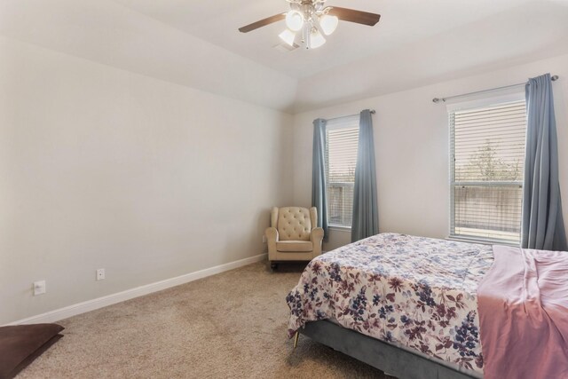 5010 Trembling Aspen Ln, Rosenberg, TX 77471 - bedroom with carpet floors, baseboards, ceiling fan, and vaulted ceiling