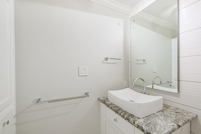 1326 Forest Home Dr, Houston, TX 77077 - bathroom with ornamental molding and vanity