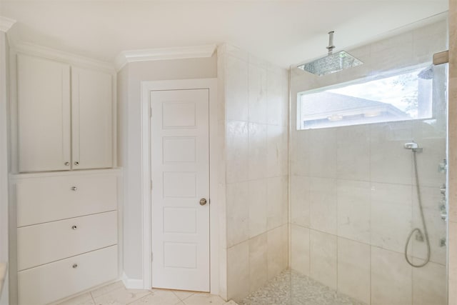 1326 Forest Home Dr, Houston, TX 77077 - full bathroom featuring a tile shower and ornamental molding