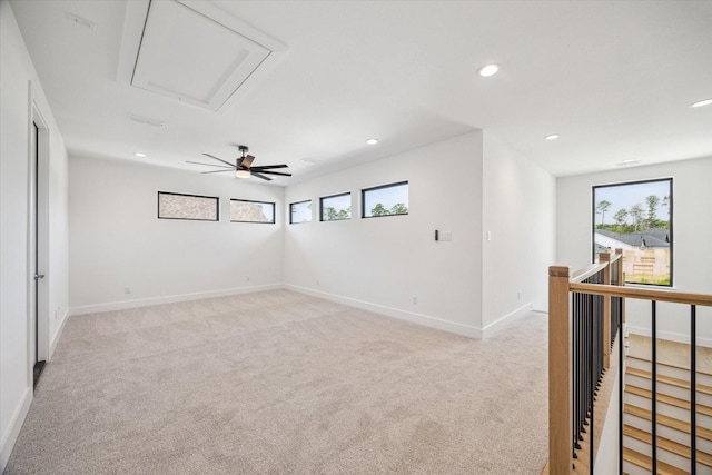 403 Venado View Ct, Conroe, TX 77304 - spare room with light carpet, recessed lighting, ceiling fan, and baseboards