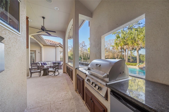 26122 Crown Ranch Blvd, Montgomery, TX 77316 - view of patio with a ceiling fan and outdoor lounge area