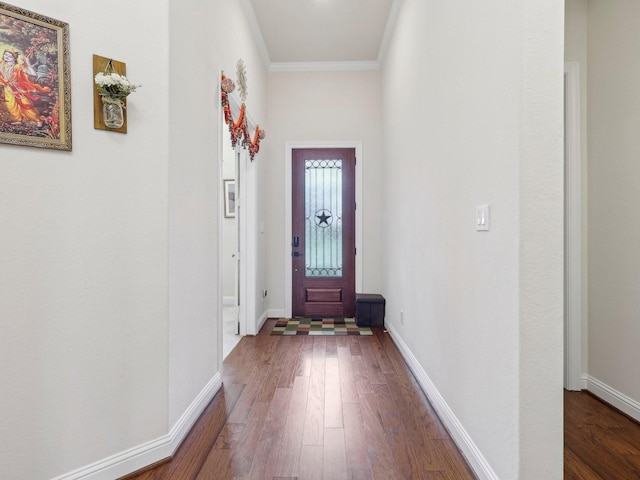 27419 Haywood Ln, Katy, TX 77494 - entrance foyer with dark wood finished floors, crown molding, and baseboards