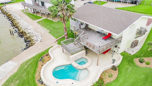1417 8th St, San Leon, TX 77539 - aerial view of property and surrounding area with a pool area