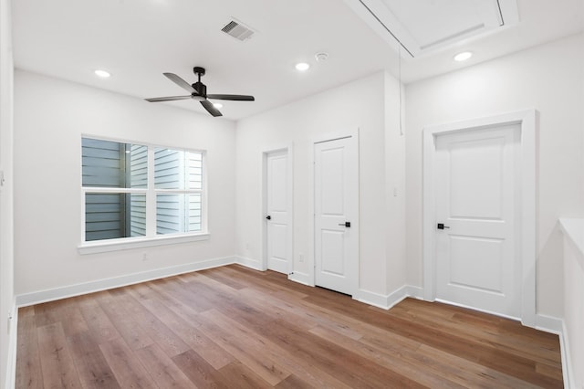 6705 Del Rio St, Houston, TX 77021 - unfurnished bedroom with wood finished floors, recessed lighting, baseboards, and ceiling fan
