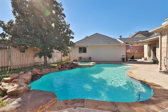 15106 Aragon Green Dr, Cypress, TX 77433 - view of pool with a fenced backyard, a patio area, and a pool with connected hot tub