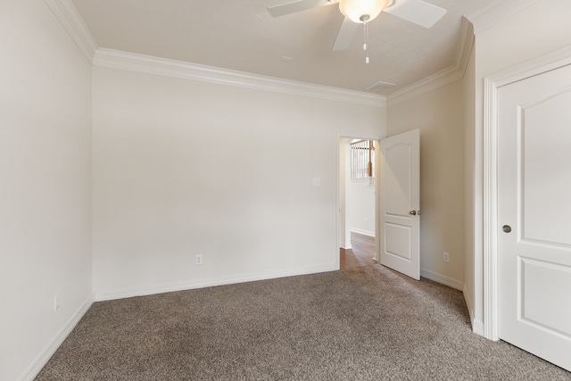 15106 Aragon Green Dr, Cypress, TX 77433 - unfurnished bedroom with ornamental molding, carpet flooring, baseboards, and ceiling fan