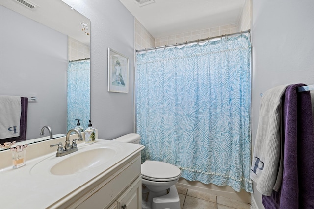 15106 Aragon Green Dr, Cypress, TX 77433 - bathroom featuring toilet, tile patterned flooring, vanity, and shower / bath combo
