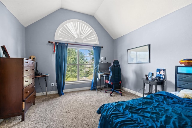 15106 Aragon Green Dr, Cypress, TX 77433 - carpeted bedroom featuring lofted ceiling and baseboards