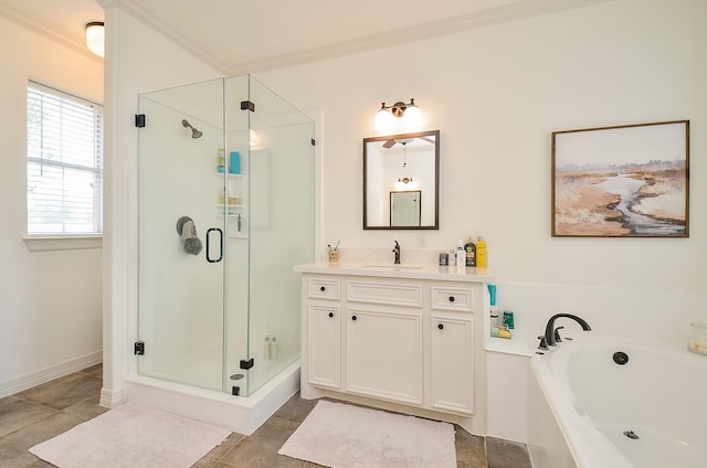 320 Eagle Cv, Hempstead, TX 77445 - bathroom with a shower stall, vanity, and a garden tub