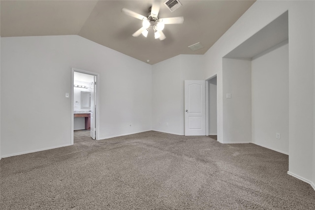 2526 Wood Park Blvd, Conroe, TX 77304 - carpeted empty room featuring a ceiling fan and vaulted ceiling