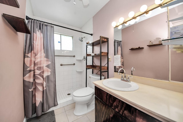14518 Littleford St, Houston, TX 77045 - full bathroom with tile patterned floors, a tile shower, toilet, and vanity