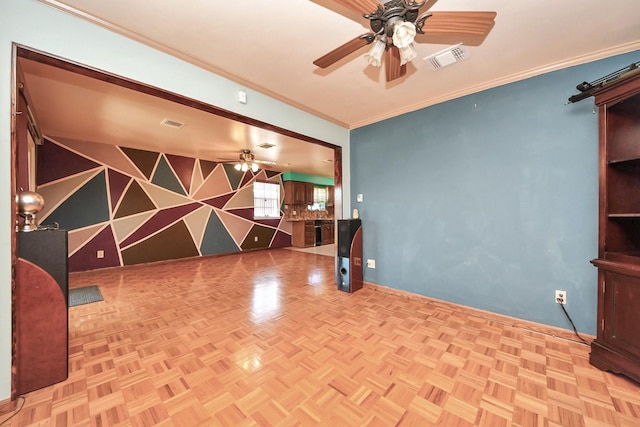 14518 Littleford St, Houston, TX 77045 - unfurnished room featuring a ceiling fan and crown molding