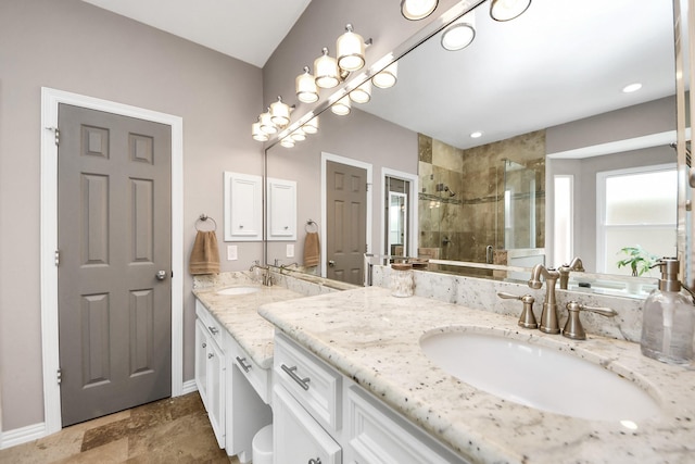 14011 Blazey Dr, Houston, TX 77095 - bathroom with a shower stall and double vanity