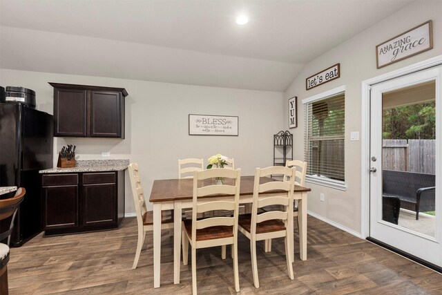 622 Rd 5138, Cleveland, TX 77327 - dining room featuring lofted ceiling, dark wood-style flooring, baseboards, and recessed lighting