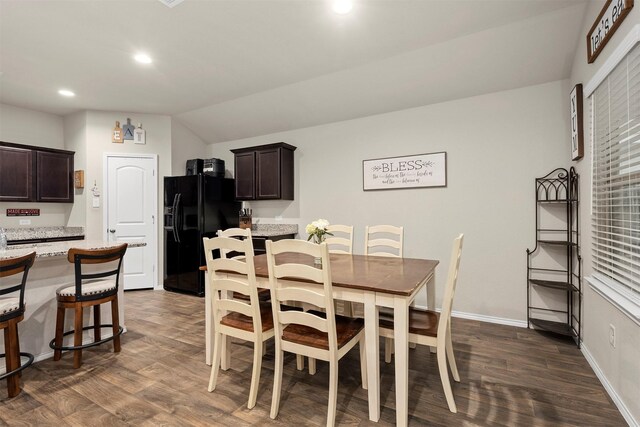 622 Rd 5138, Cleveland, TX 77327 - dining area with dark wood-style flooring, recessed lighting, vaulted ceiling, and baseboards