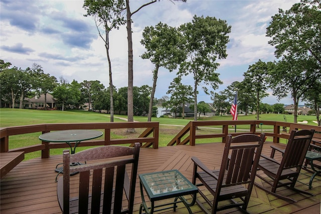 107 Edgewood Dr, Montgomery, TX 77356 - wooden terrace with a lawn and view of golf course