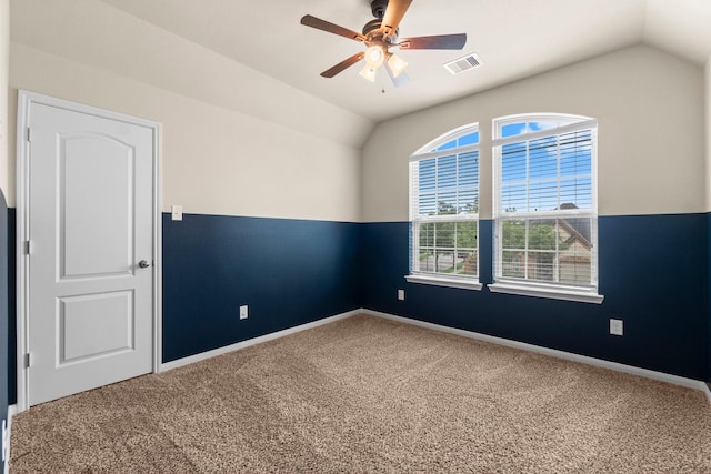 27303 Balson Forest Ln, Spring, TX 77386 - carpeted spare room featuring lofted ceiling, ceiling fan, and baseboards