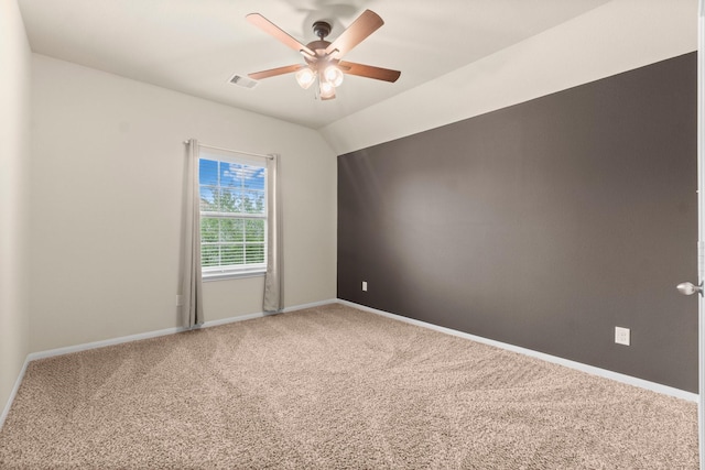 27303 Balson Forest Ln, Spring, TX 77386 - spare room featuring a ceiling fan, carpet floors, baseboards, and lofted ceiling
