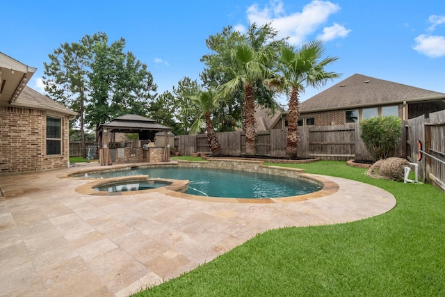 27303 Balson Forest Ln, Spring, TX 77386 - view of pool featuring a gazebo, a patio, and a pool with connected hot tub