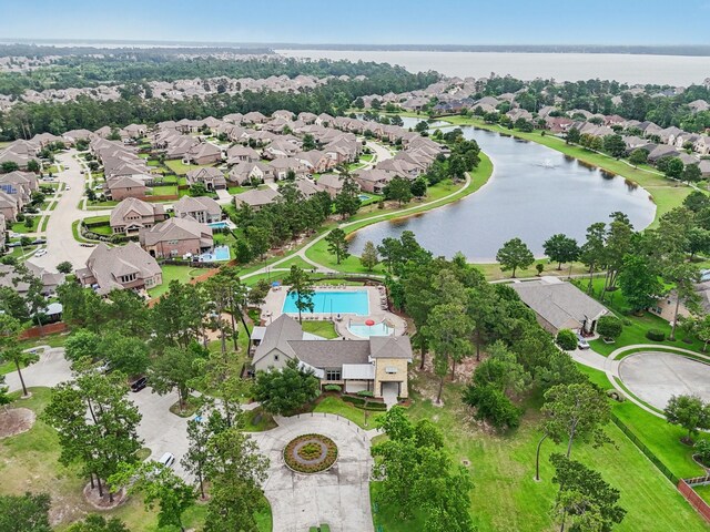 13710 Nubenbrook Lake Dr, Houston, TX 77044 - aerial perspective of suburban area featuring a large body of water and a pool