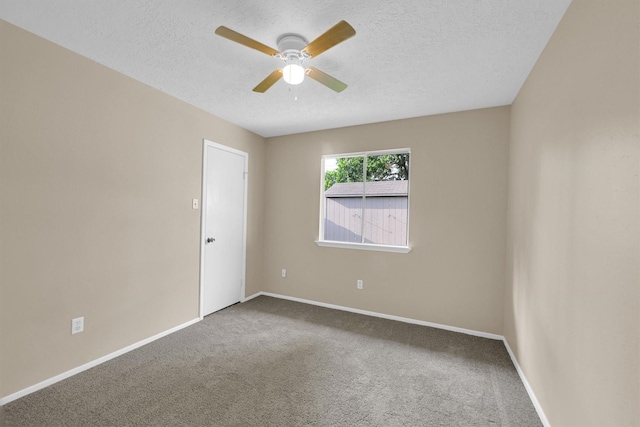 4803 Bridgemont Ln, Spring, TX 77388 - empty room featuring ceiling fan, a textured ceiling, carpet flooring, and baseboards