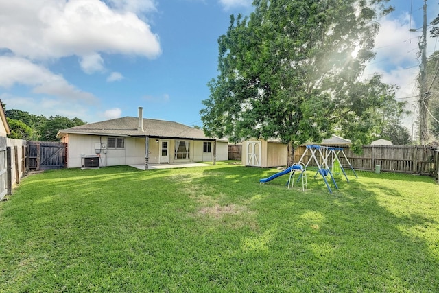 4803 Bridgemont Ln, Spring, TX 77388 - view of yard with a patio area, cooling unit, and a playground