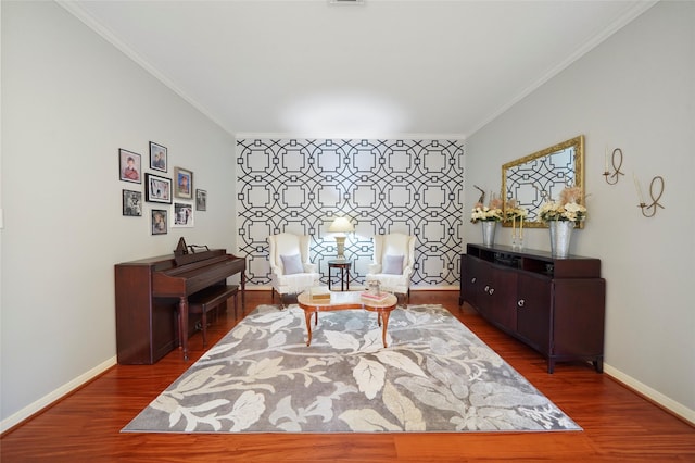 7410 Fall Creek Bnd, Humble, TX 77396 - living area with ornamental molding, wood finished floors, and baseboards