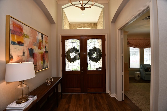 21006 Refuge Creek Dr, Cypress, TX 77433 - foyer entrance featuring dark wood-style floors and crown molding
