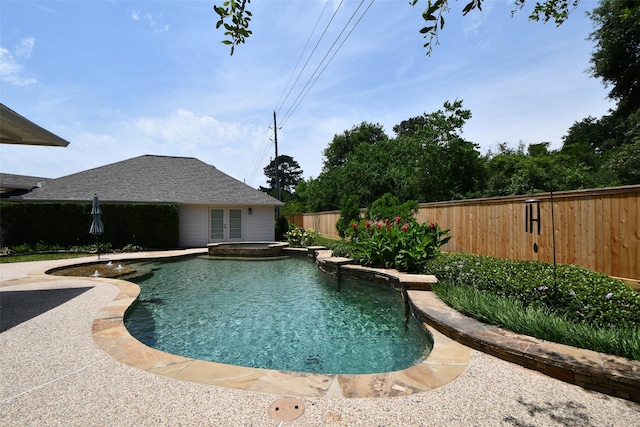 21006 Refuge Creek Dr, Cypress, TX 77433 - view of swimming pool featuring a fenced backyard and a pool with connected hot tub