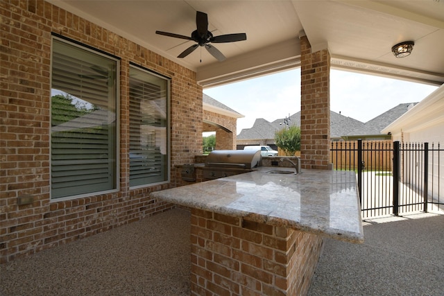 21006 Refuge Creek Dr, Cypress, TX 77433 - view of patio / terrace featuring ceiling fan and a sink