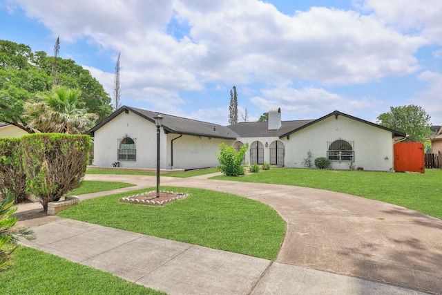 6003 Green Falls Dr, Houston, TX 77088 - ranch-style house with a chimney and stucco siding