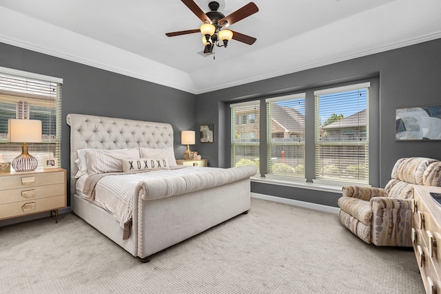 511 Summer Acres Ct, Rosenberg, TX 77469 - carpeted bedroom featuring baseboards, lofted ceiling, and a ceiling fan