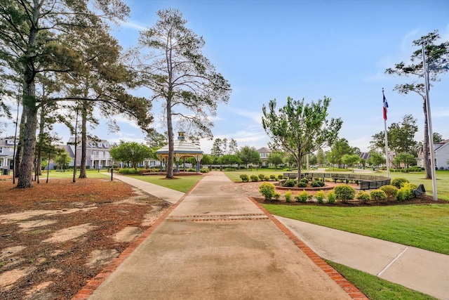 107 E Sawyer Ridge Dr, Spring, TX 77389 - surrounding community with a gazebo, a yard, and a residential view