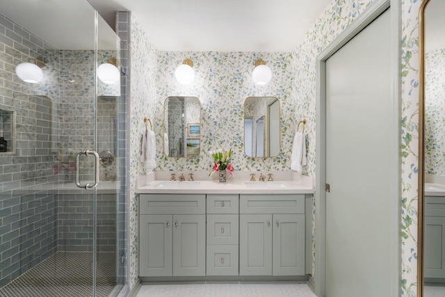 8015 Skyline Dr, Houston, TX 77063 - full bath with double vanity and a shower stall