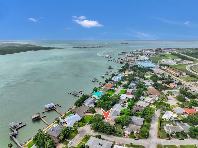 1202 Harbor View Dr, Galveston, TX 77550 - aerial view of property's location featuring a nearby body of water and nearby suburban area